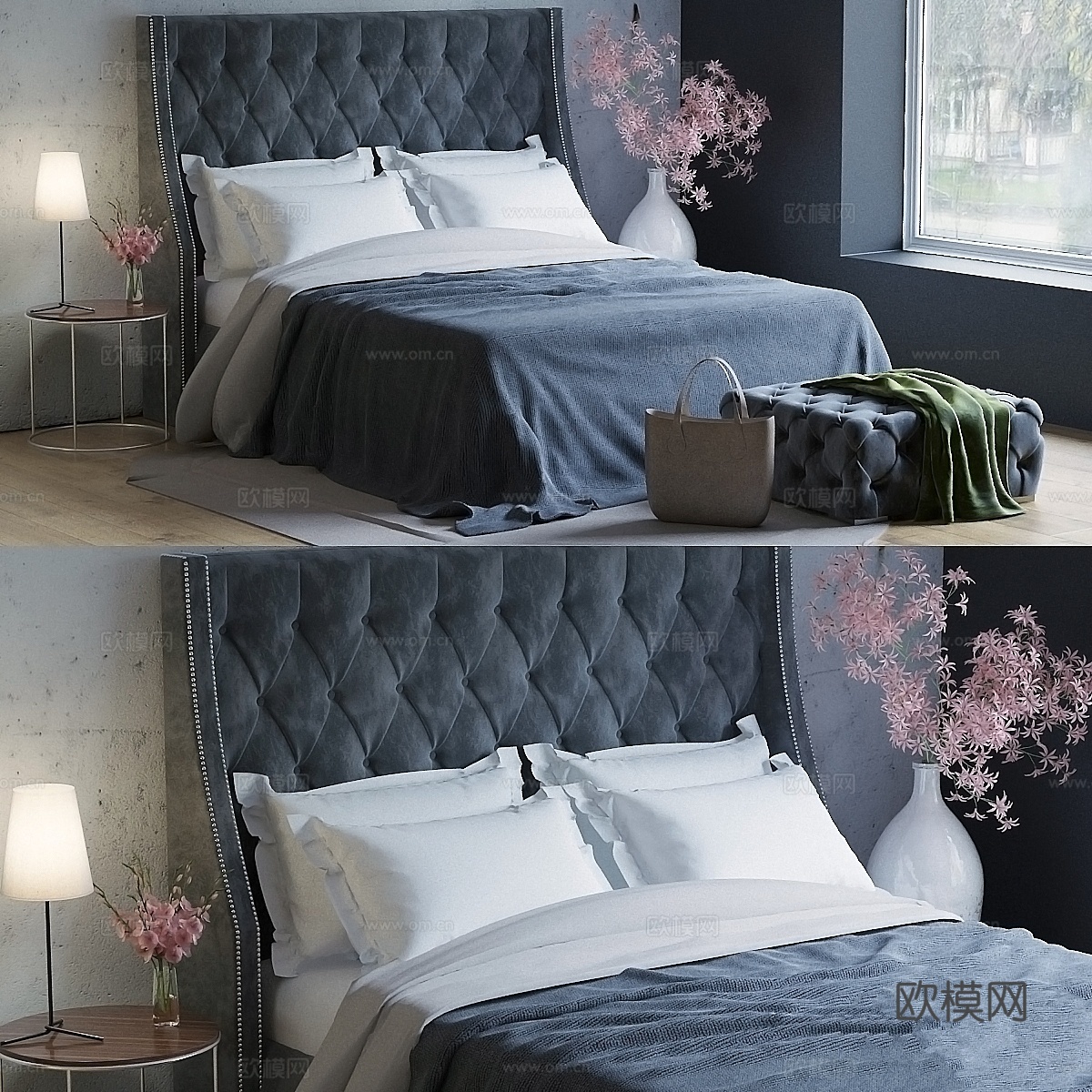 蒂芙尼床具，装饰3d模型下载