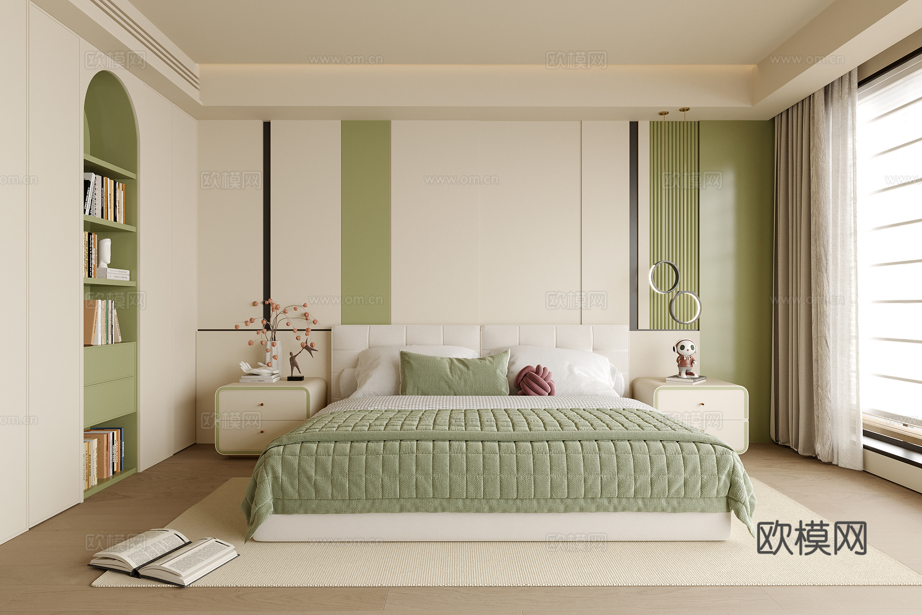 现代儿童房 女孩房su模型