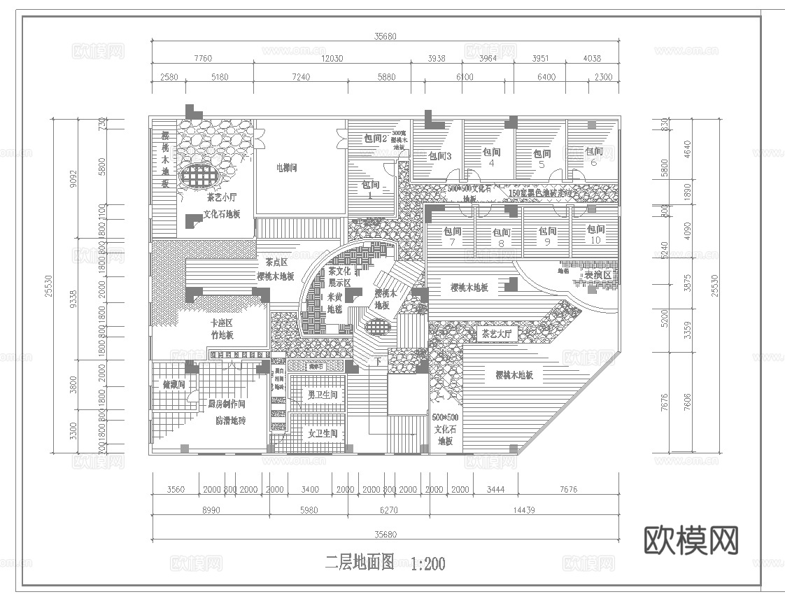 900平茶楼 最新全套施工图合集cad施工图