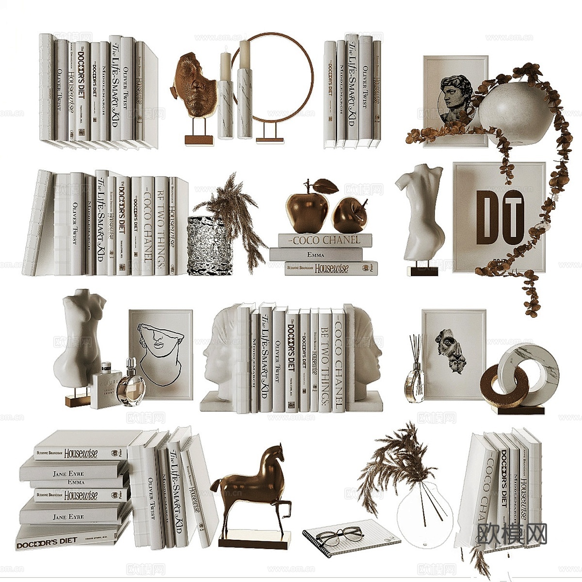 装饰性层架填充套装93d模型下载