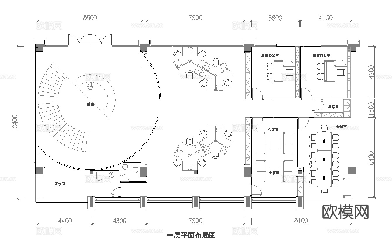 400平办公室 最新平面施工图合集cad施工图