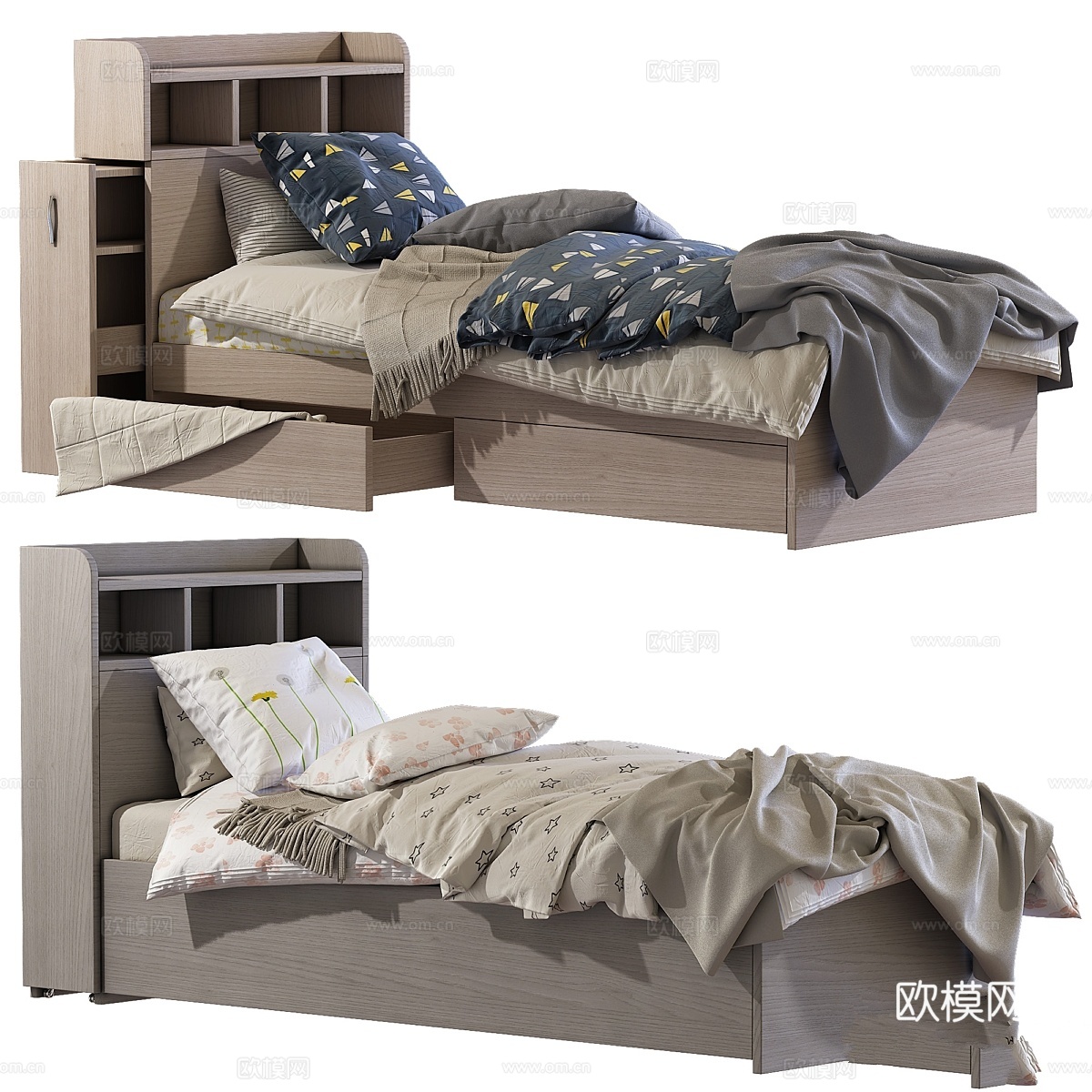 浅橡木储物床Galway Bed3d模型下载