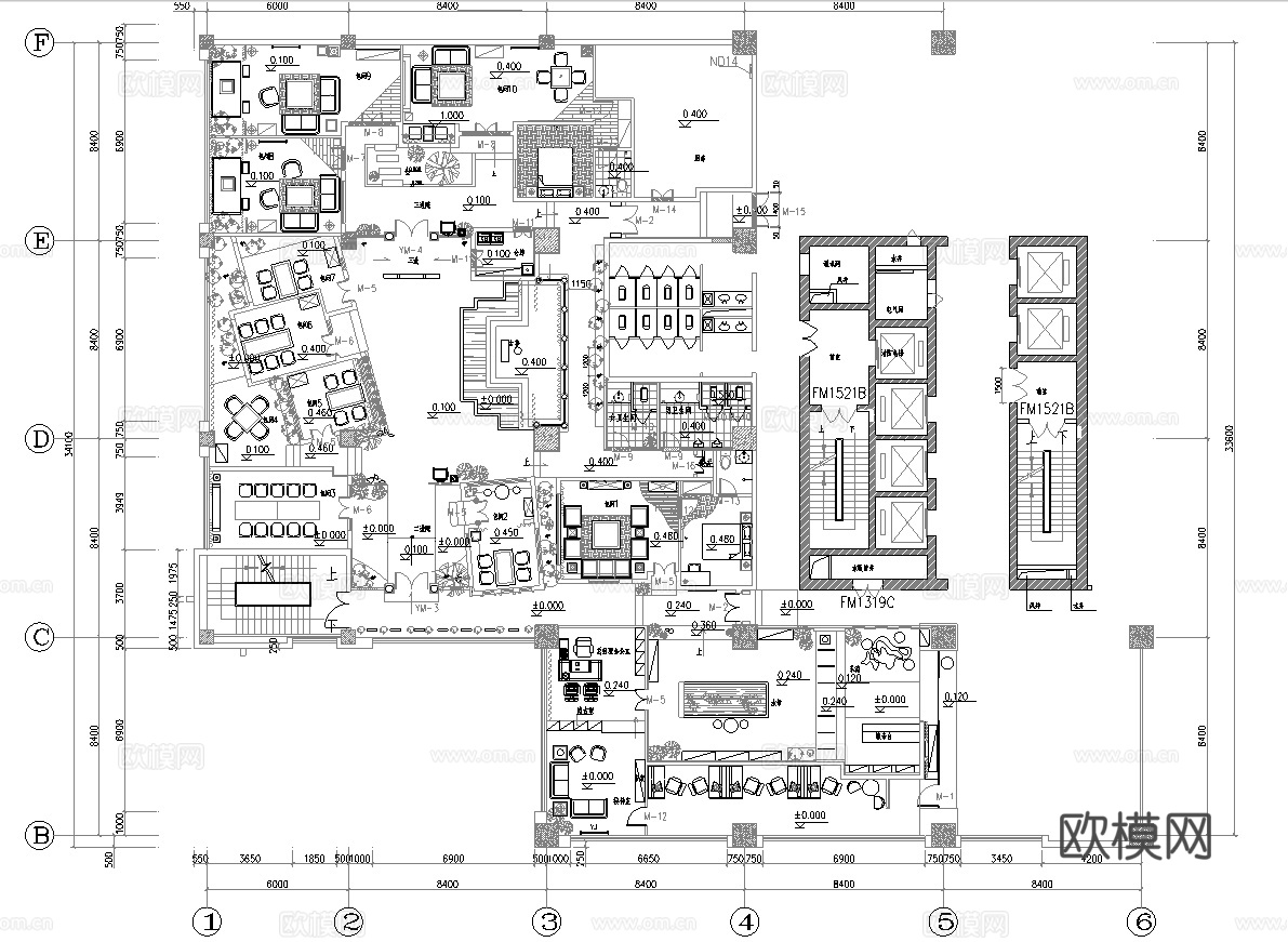 1200平茶楼 最新全套施工图合集cad施工图