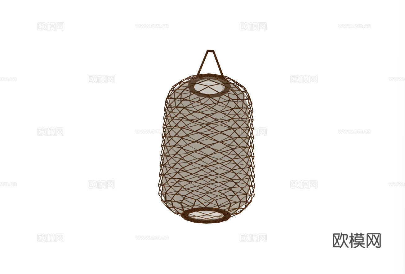 新中式竹编灯笼装饰吊灯su模型