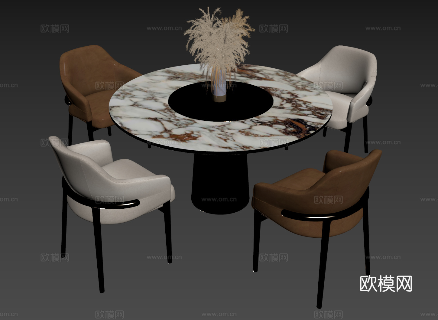 现代轻奢桌椅组合 餐桌组合 洽谈桌椅 圆桌 休闲桌椅su模型