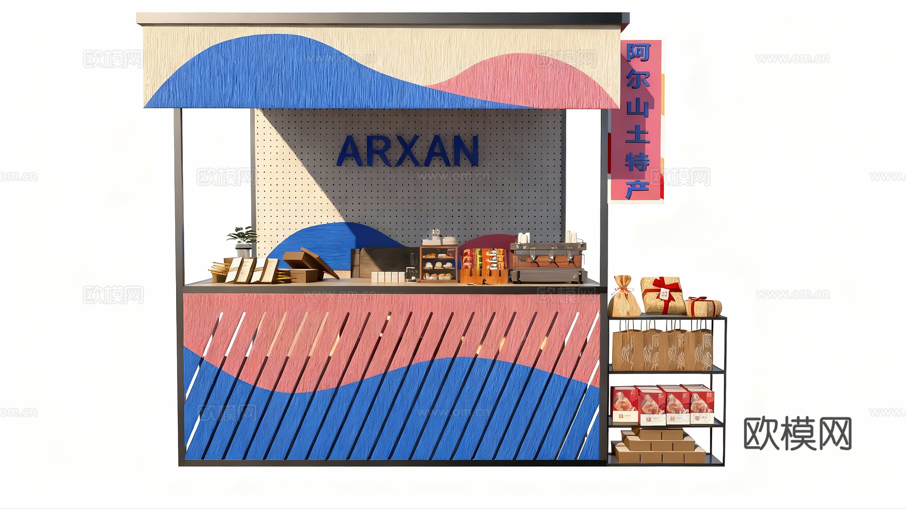 现代摊位su模型