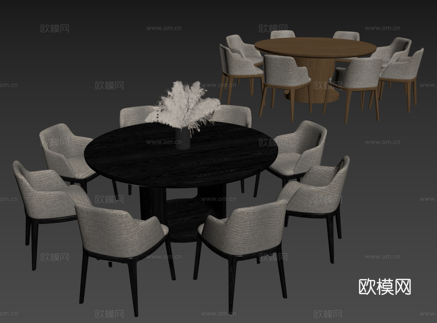 现代桌椅组合 餐桌组合 餐桌 圆桌 休闲桌椅su模型