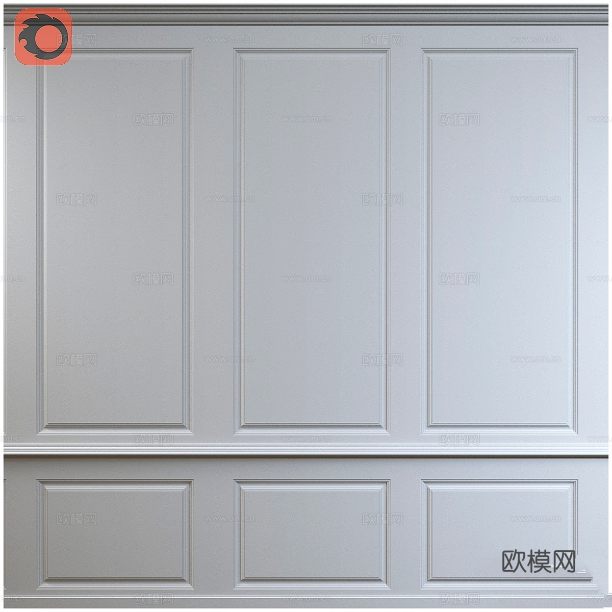 带装饰线条的铣削组合墙板3d模型下载
