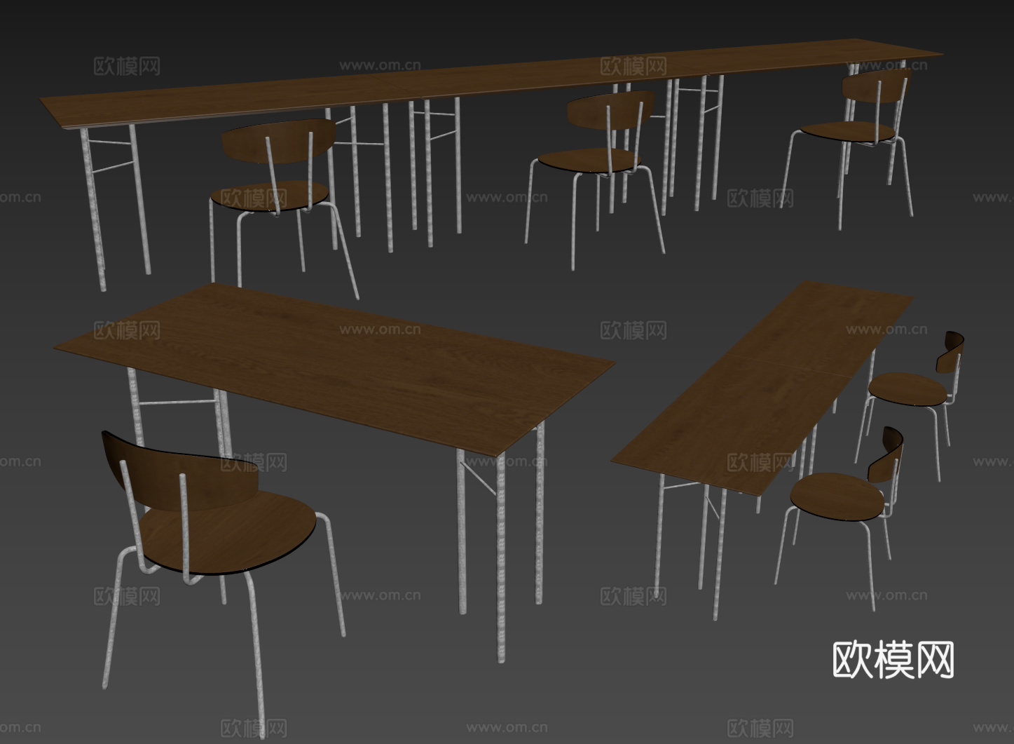 现代课桌椅 办公桌椅 教室桌椅 长桌su模型