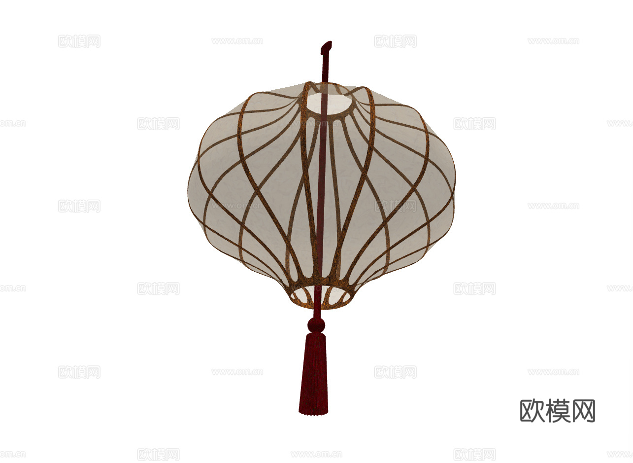 新中式宫灯装饰吊灯su模型