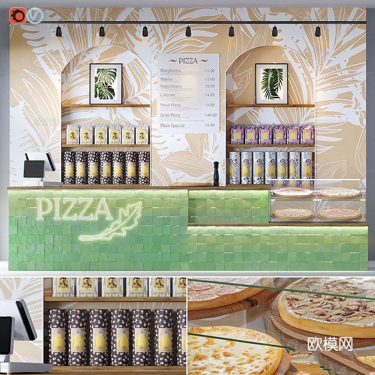 披萨咖啡馆3d模型下载