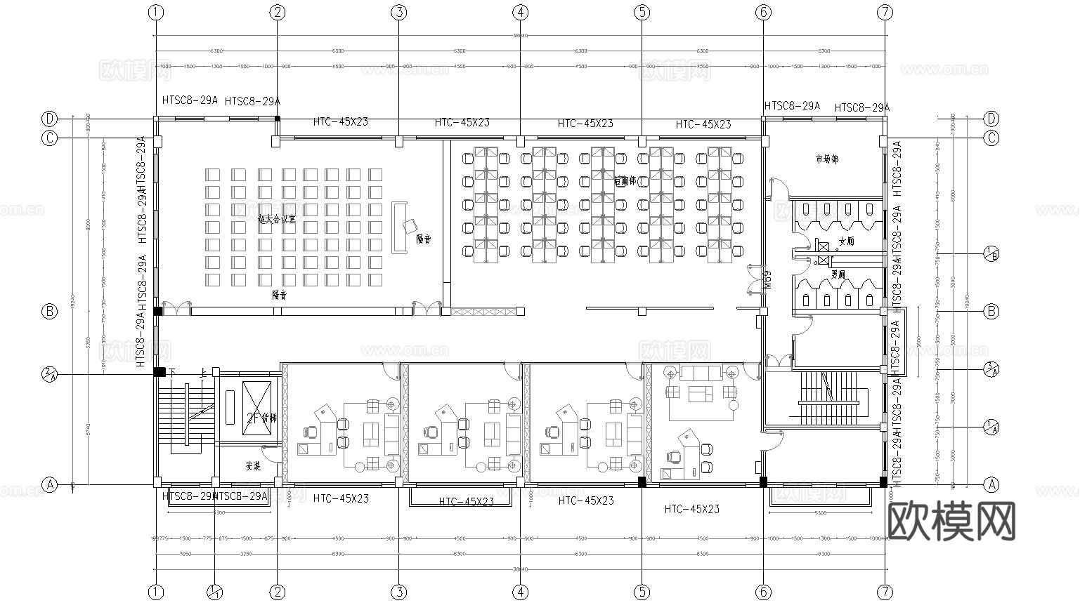 600平办公室 最新平面施工图合集cad施工图