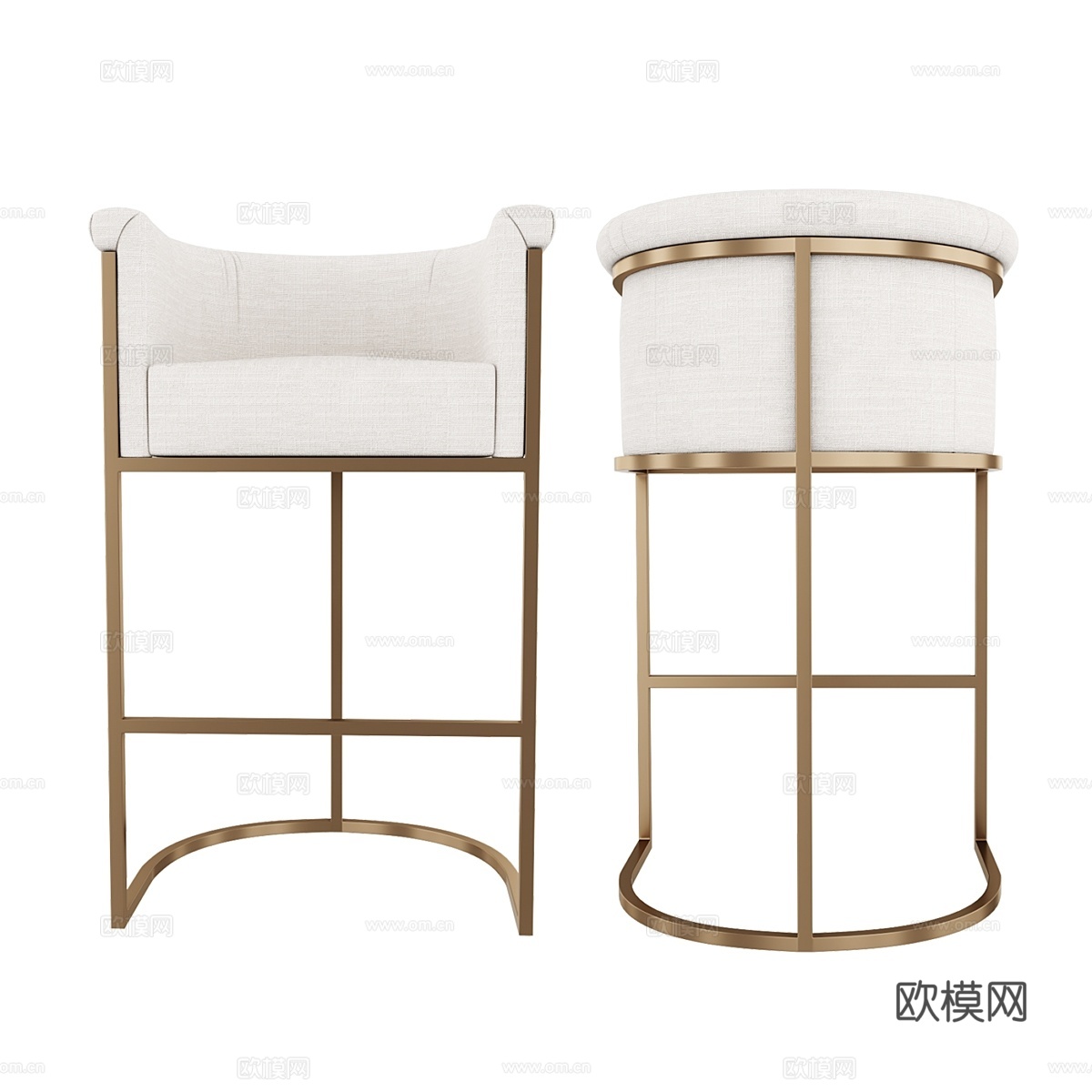 Wexler桶背布艺吧凳3d模型下载