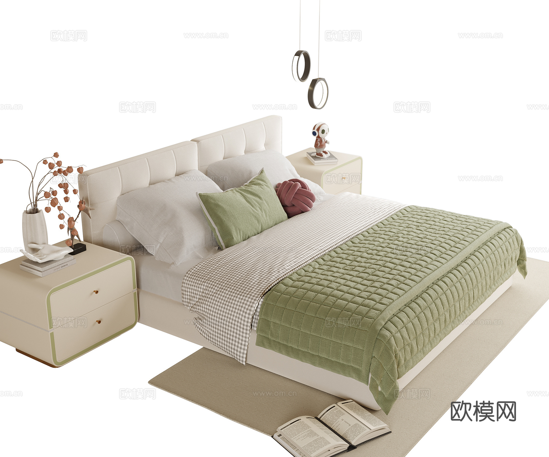现代儿童床 单人床su模型