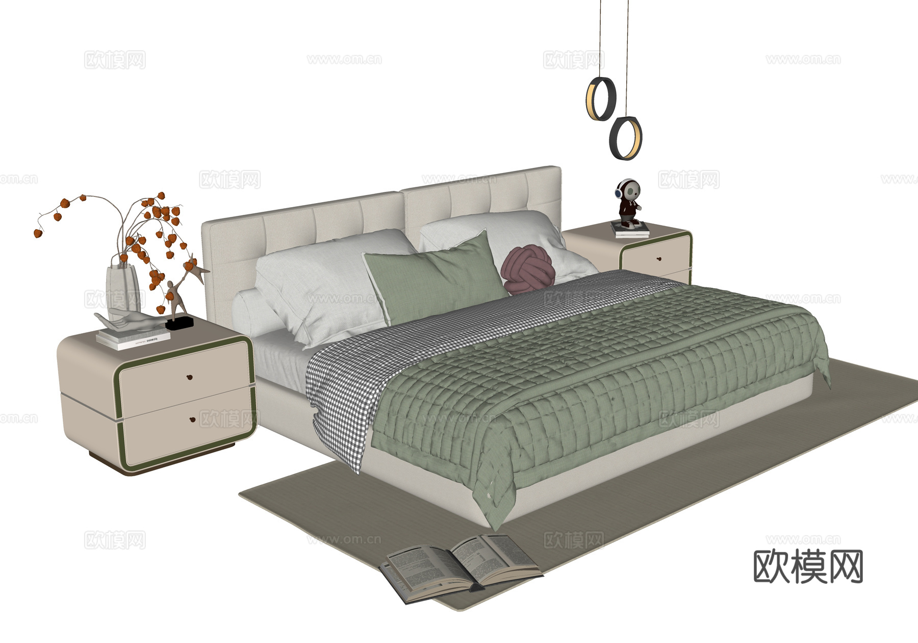 现代儿童床 单人床su模型