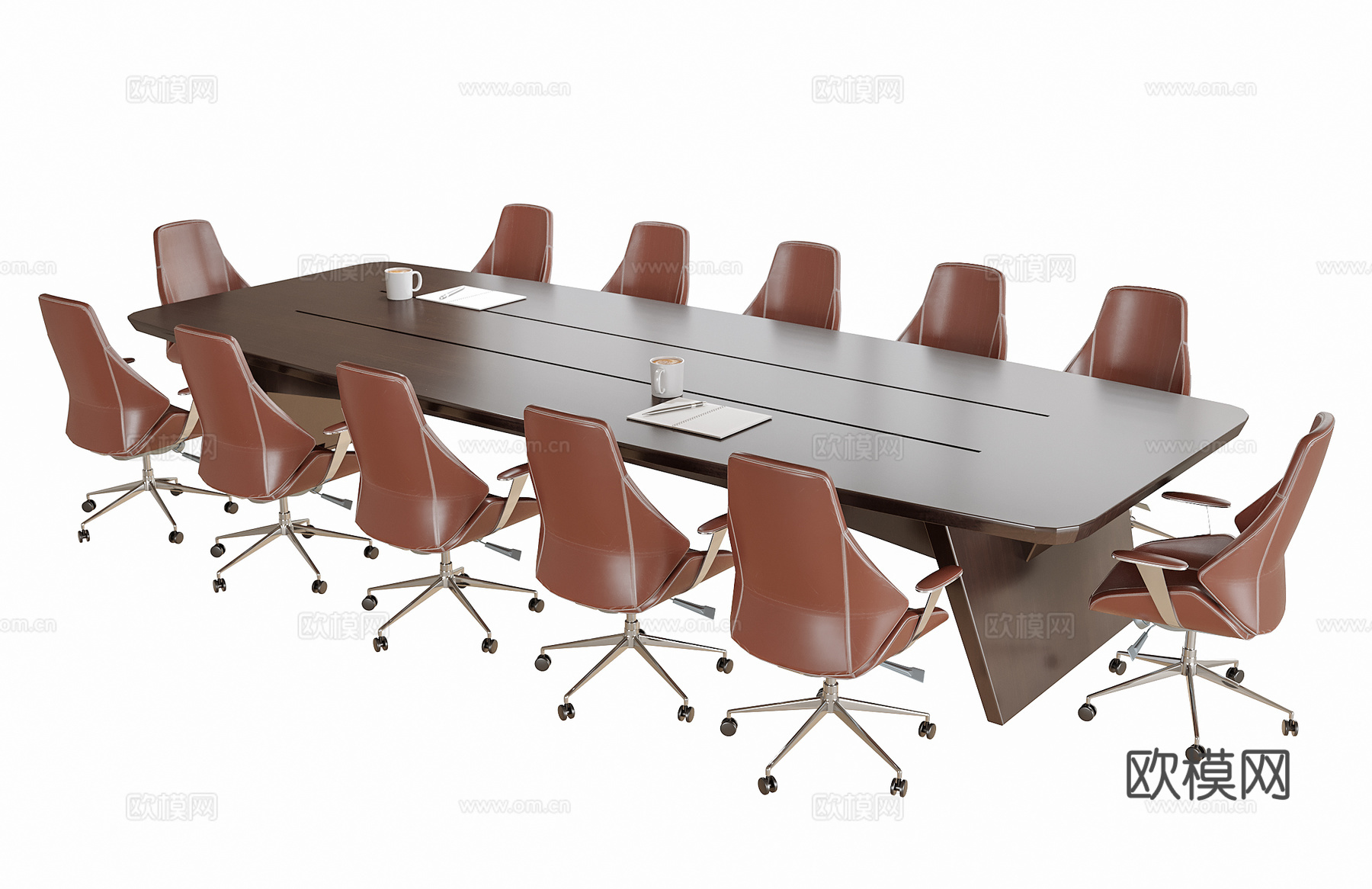 现代会议桌椅 办公椅su模型下载（渲染图1）