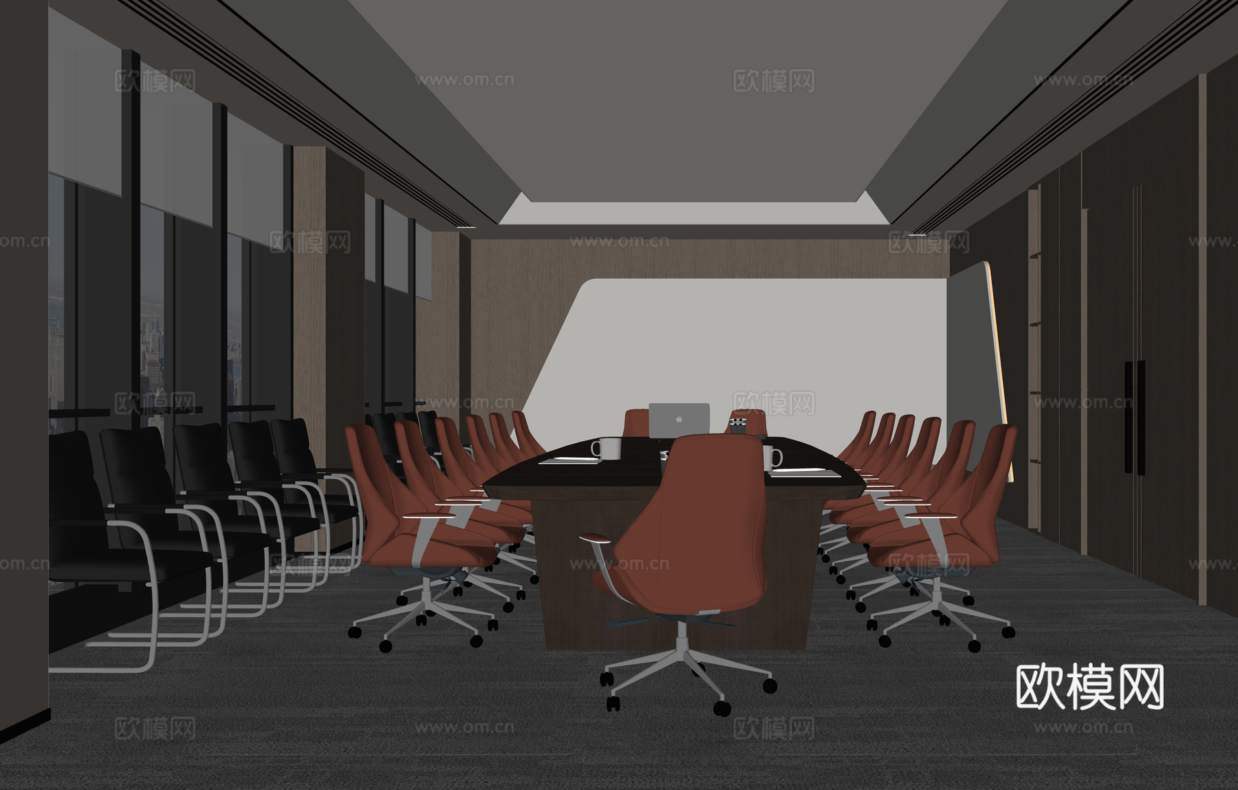现代会议室 办公桌椅 办公椅su模型