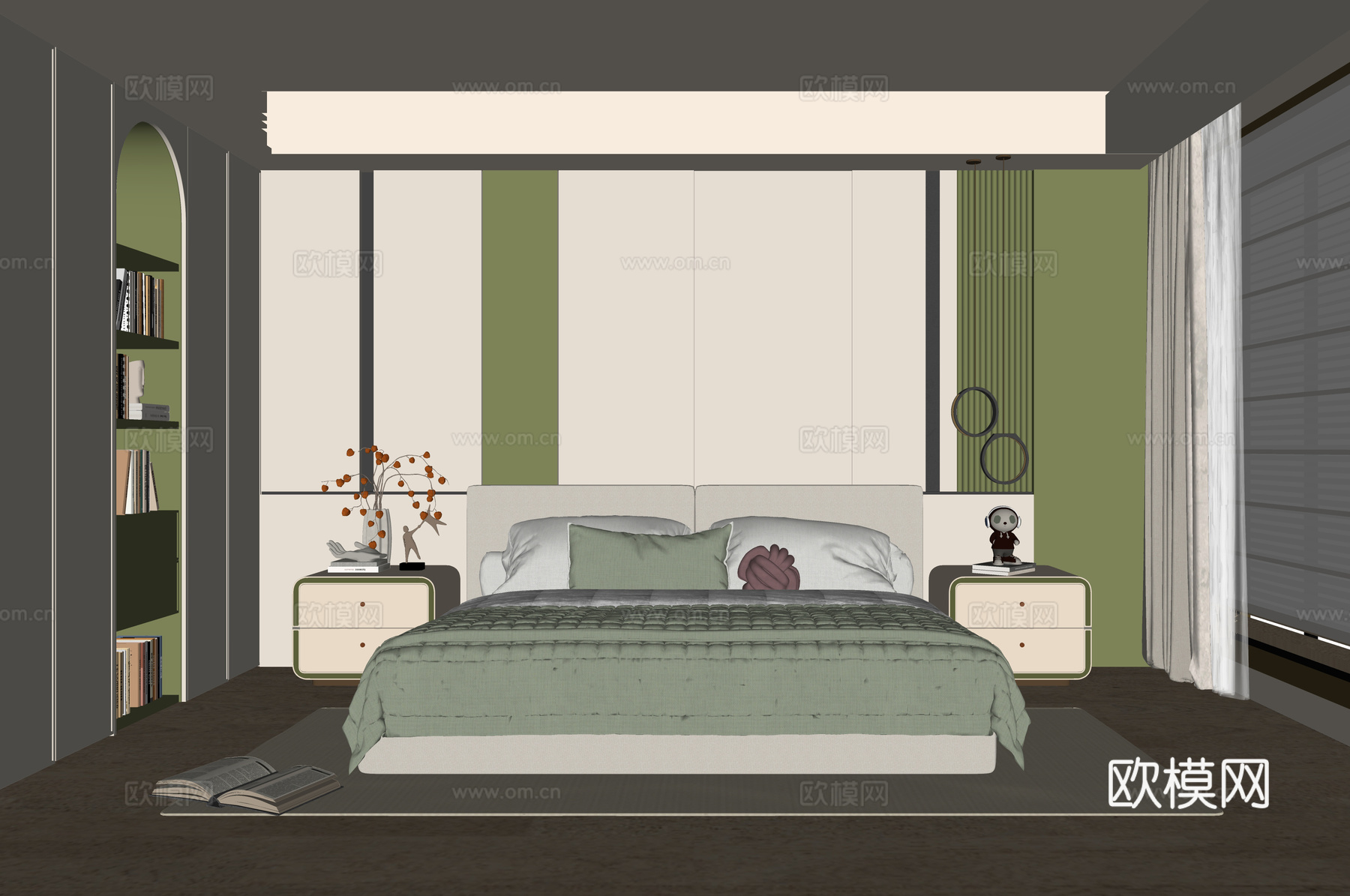 现代儿童房 女孩房su模型