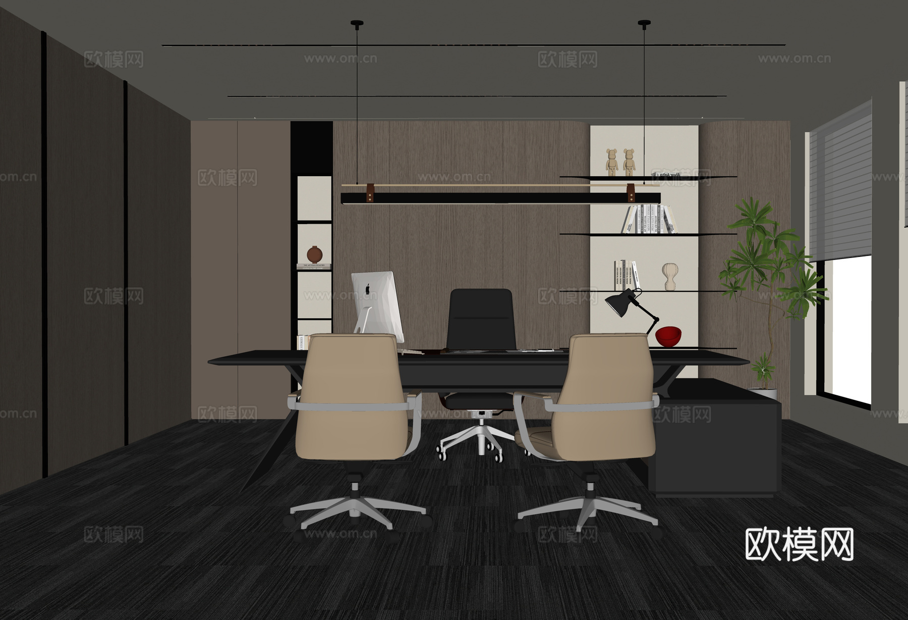 现代经理办公室 办公桌椅 办公椅su模型