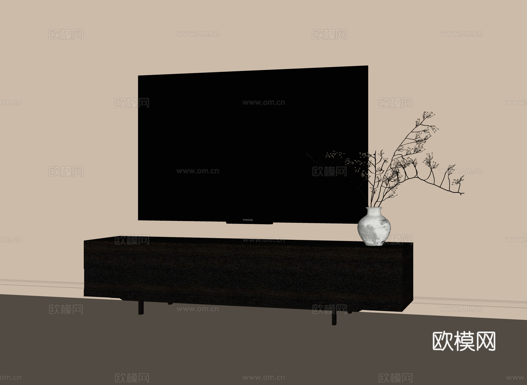 现代电视柜su模型