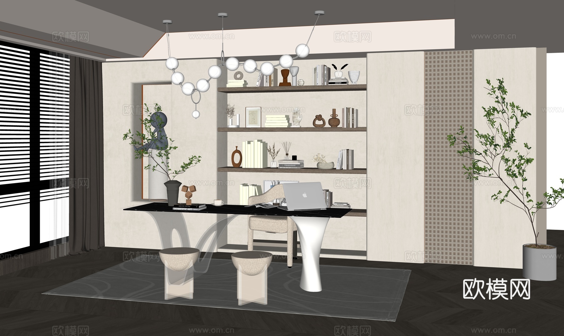现代简约书房su模型
