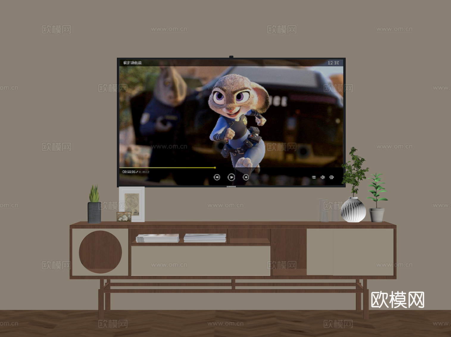 中古风电视柜su模型