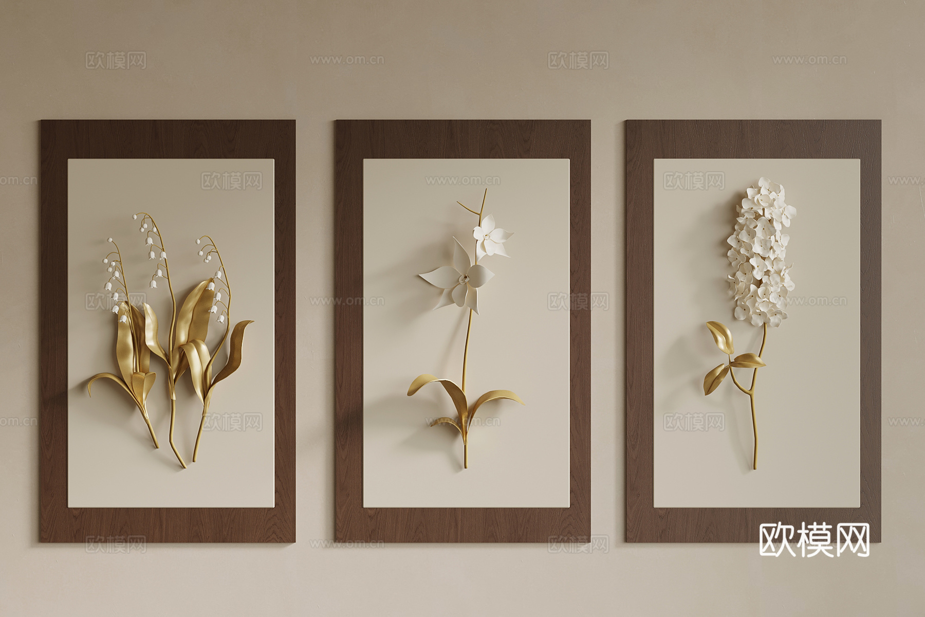 新中式挂画 墙饰 立体挂画su模型