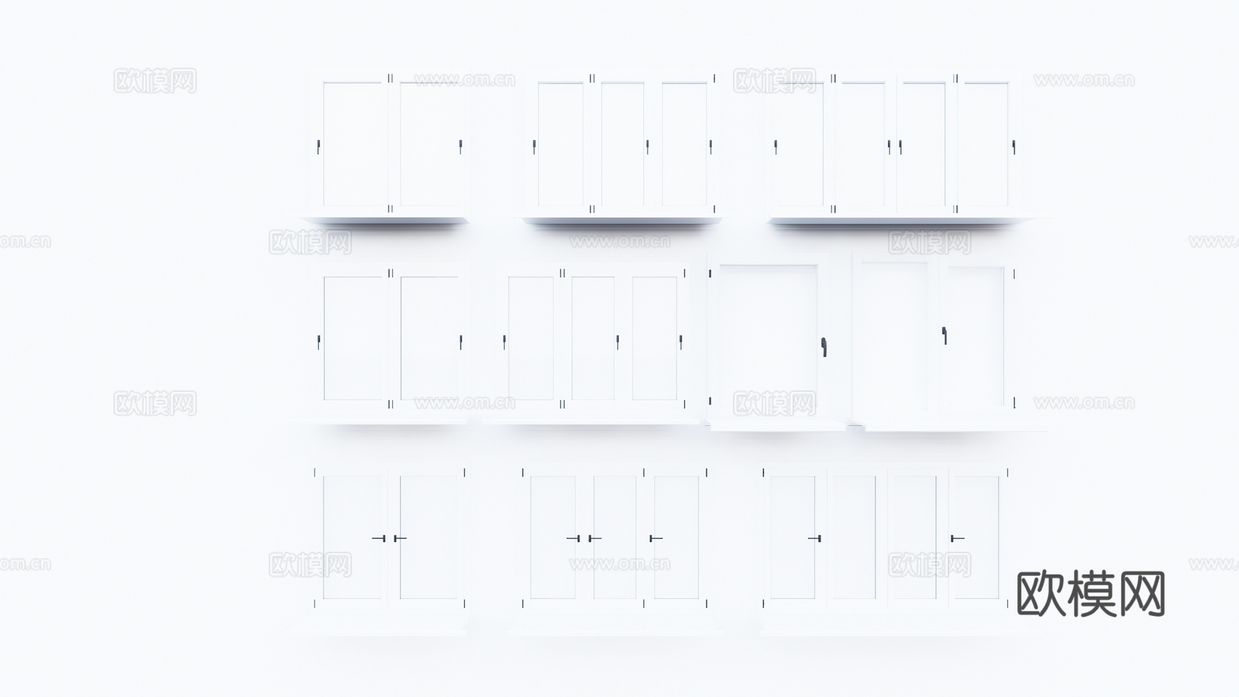 窗 客厅 卫生间 卧室 五金 推拉门 构件 家装 门su模型下载（渲染图2）