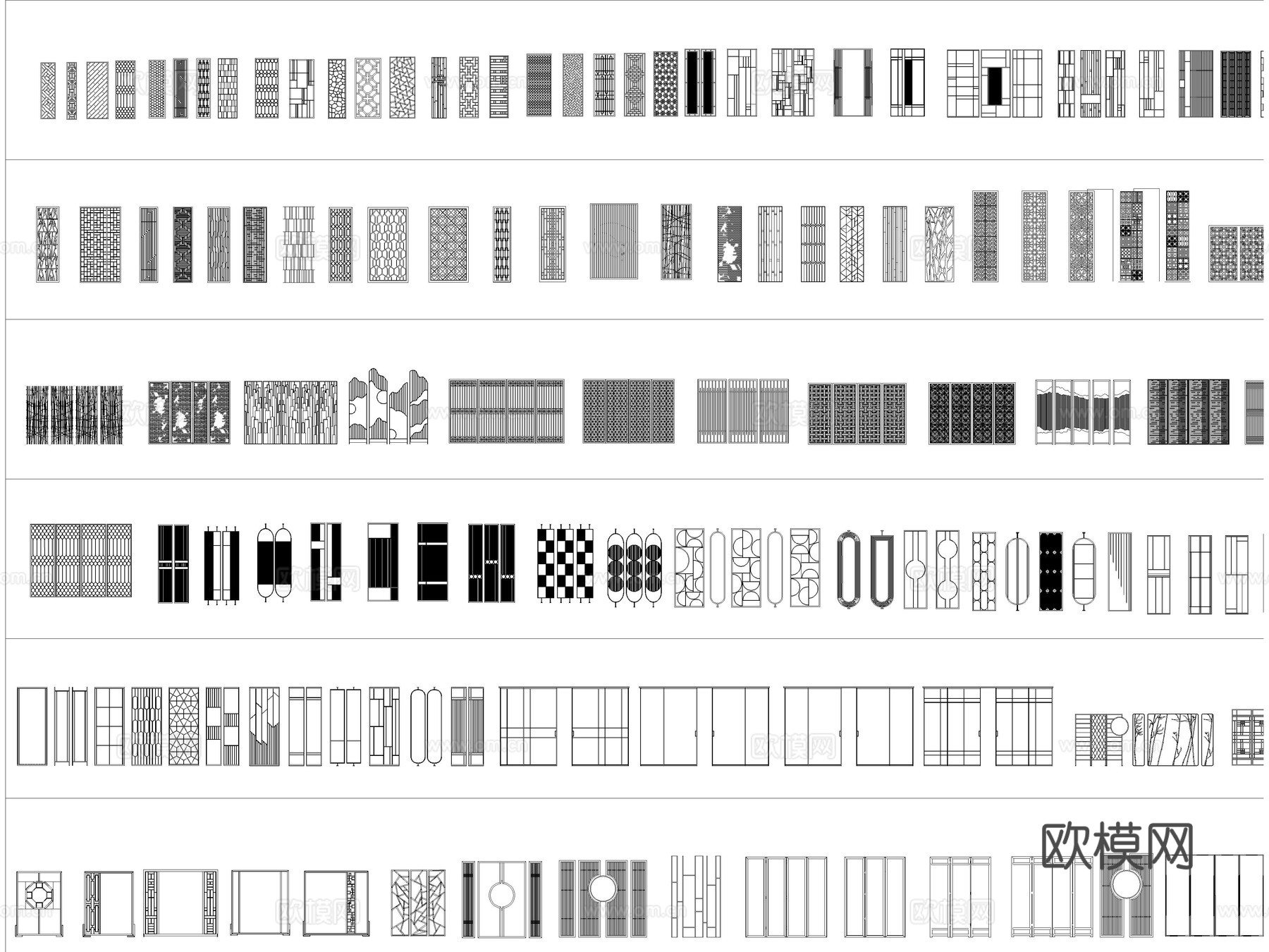 2026年最新屏风隔断玻璃屏风原木隔断铝合金屏风隔CAD图库cad施工图