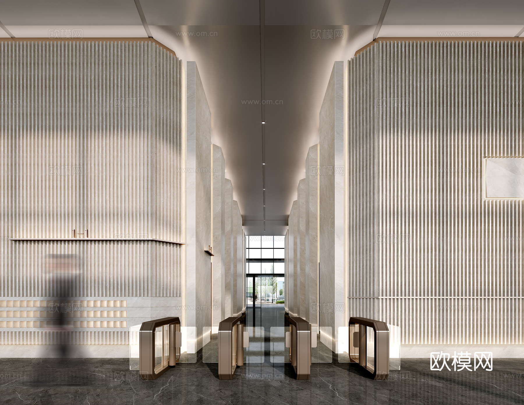 现代办公大堂3d模型下载（渲染图3）