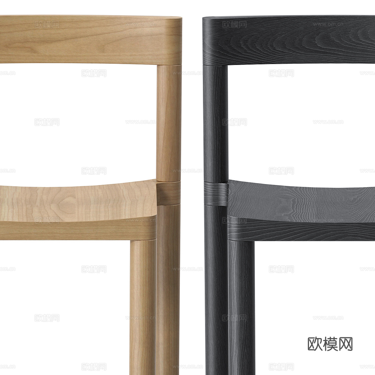 现代极简木质吧台椅3d模型下载（渲染图6）