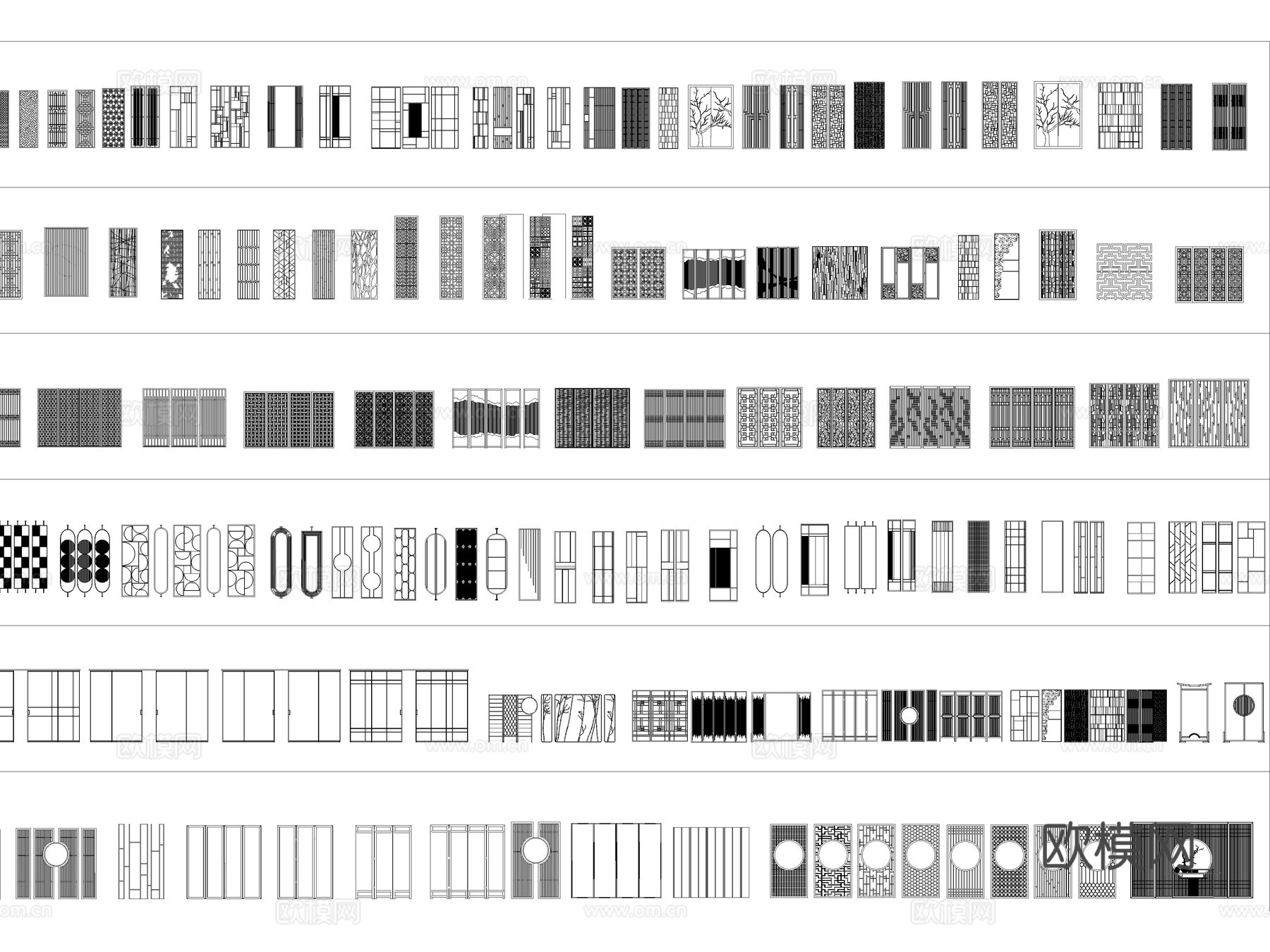 2026年最新屏风隔断玻璃屏风原木隔断铝合金屏风隔CAD图库cad施工图