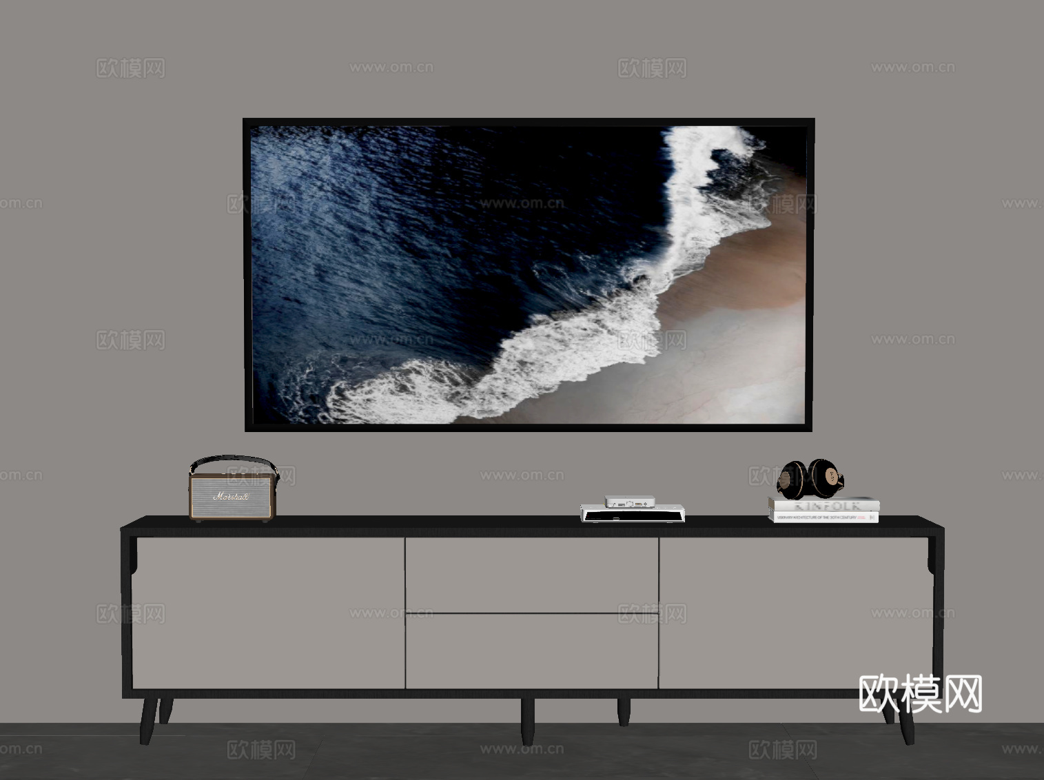 现代意式电视柜su模型