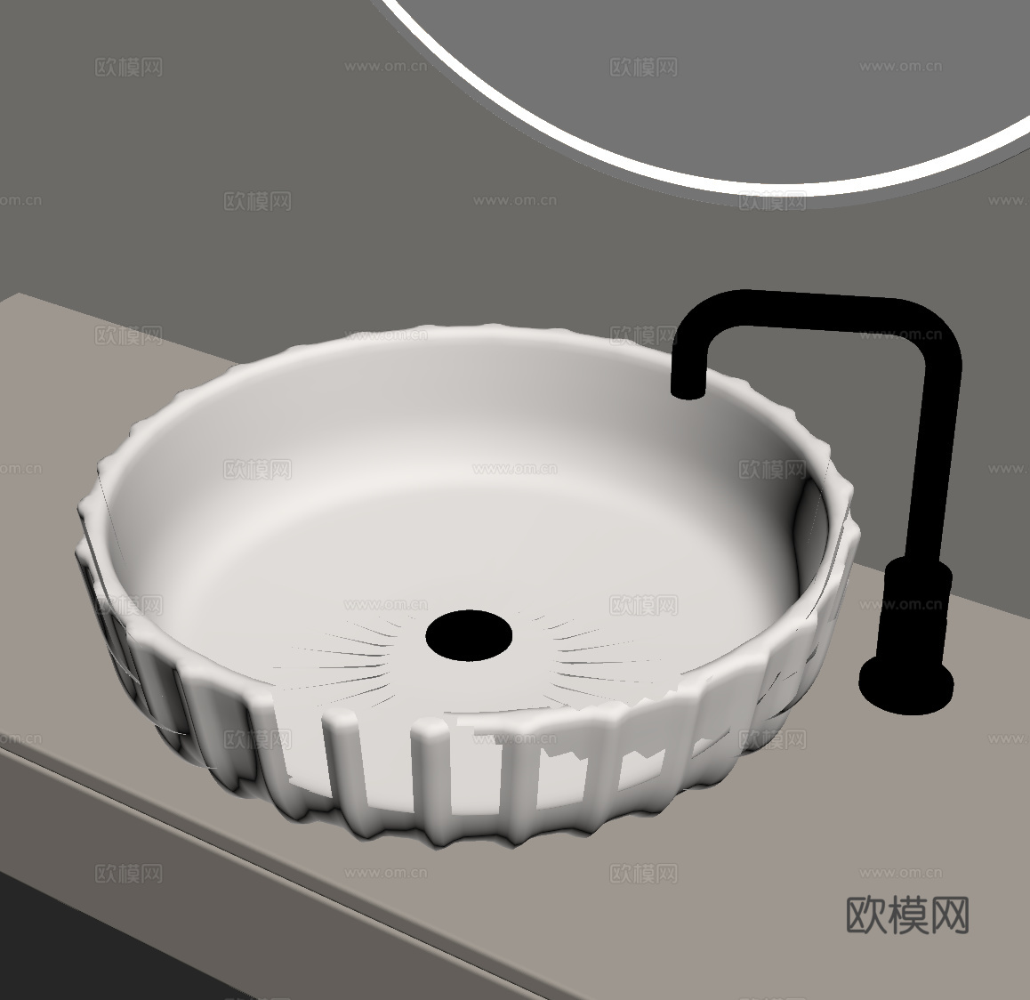 现代台盆 台上盆su模型