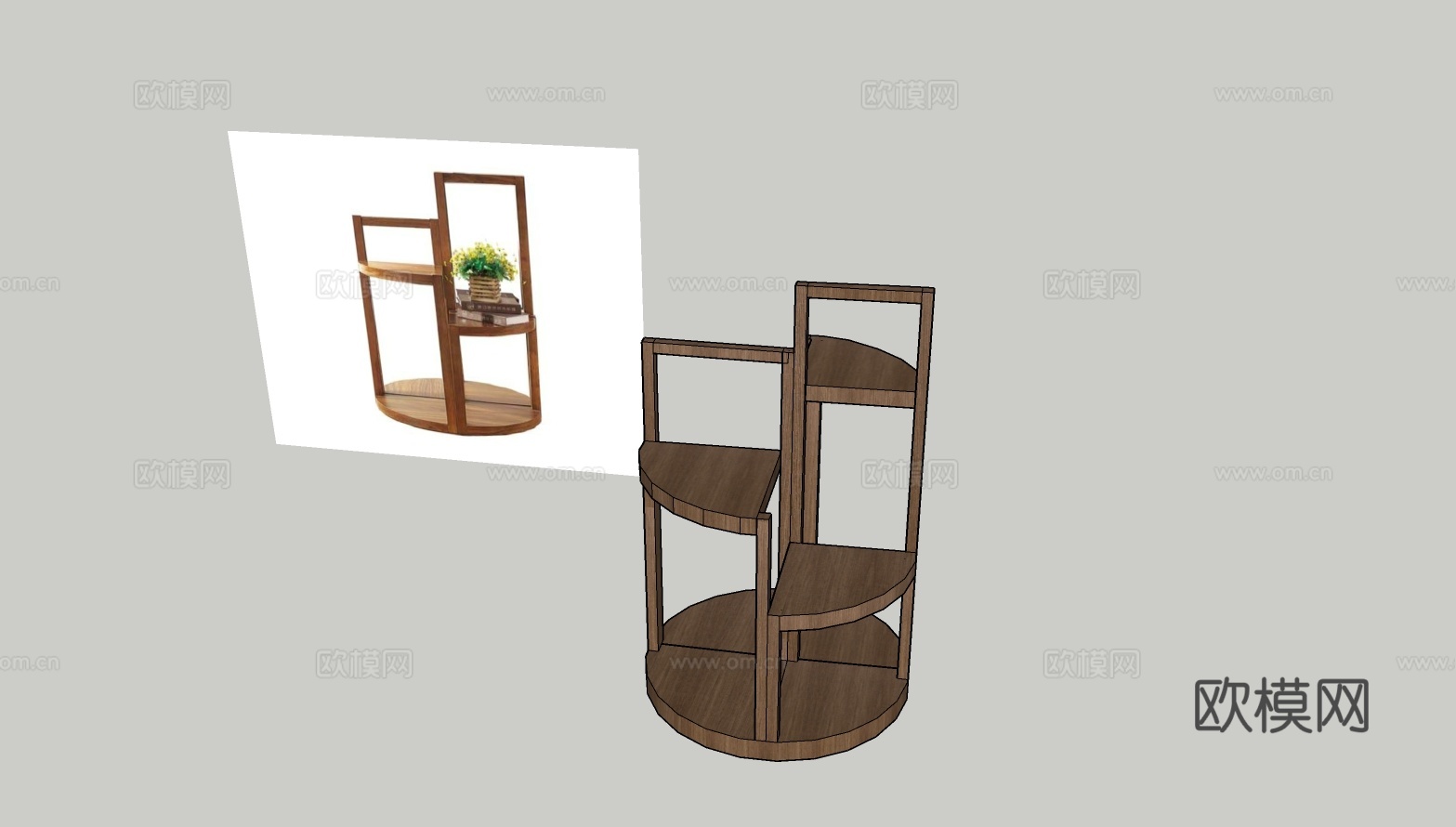 木制可爱花架su模型
