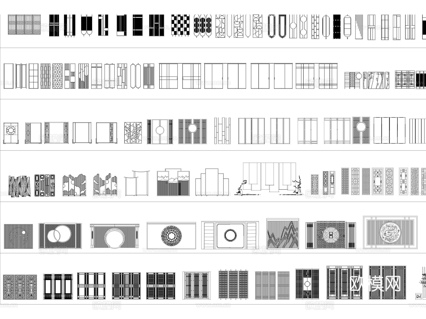 2026年最新屏风隔断玻璃屏风原木隔断铝合金屏风隔CAD图库cad施工图