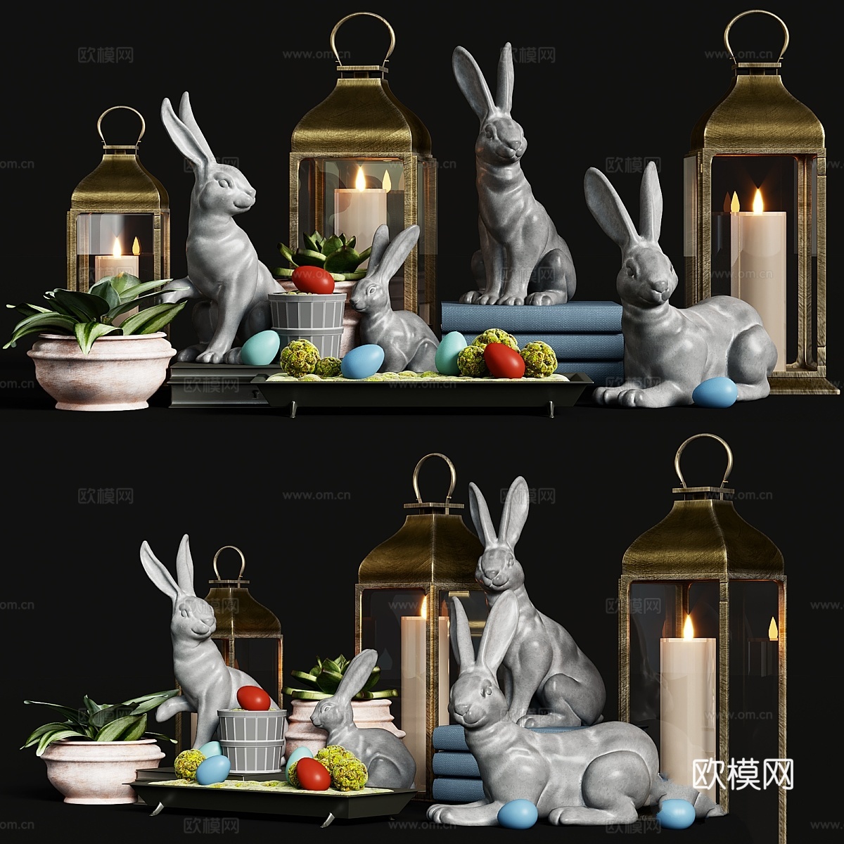 埃塞克斯兔子陶器装饰套装3d模型下载