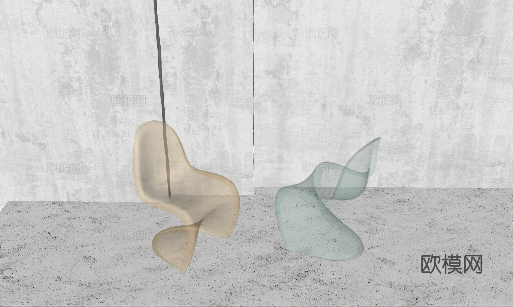 现代亚克力椅子su模型