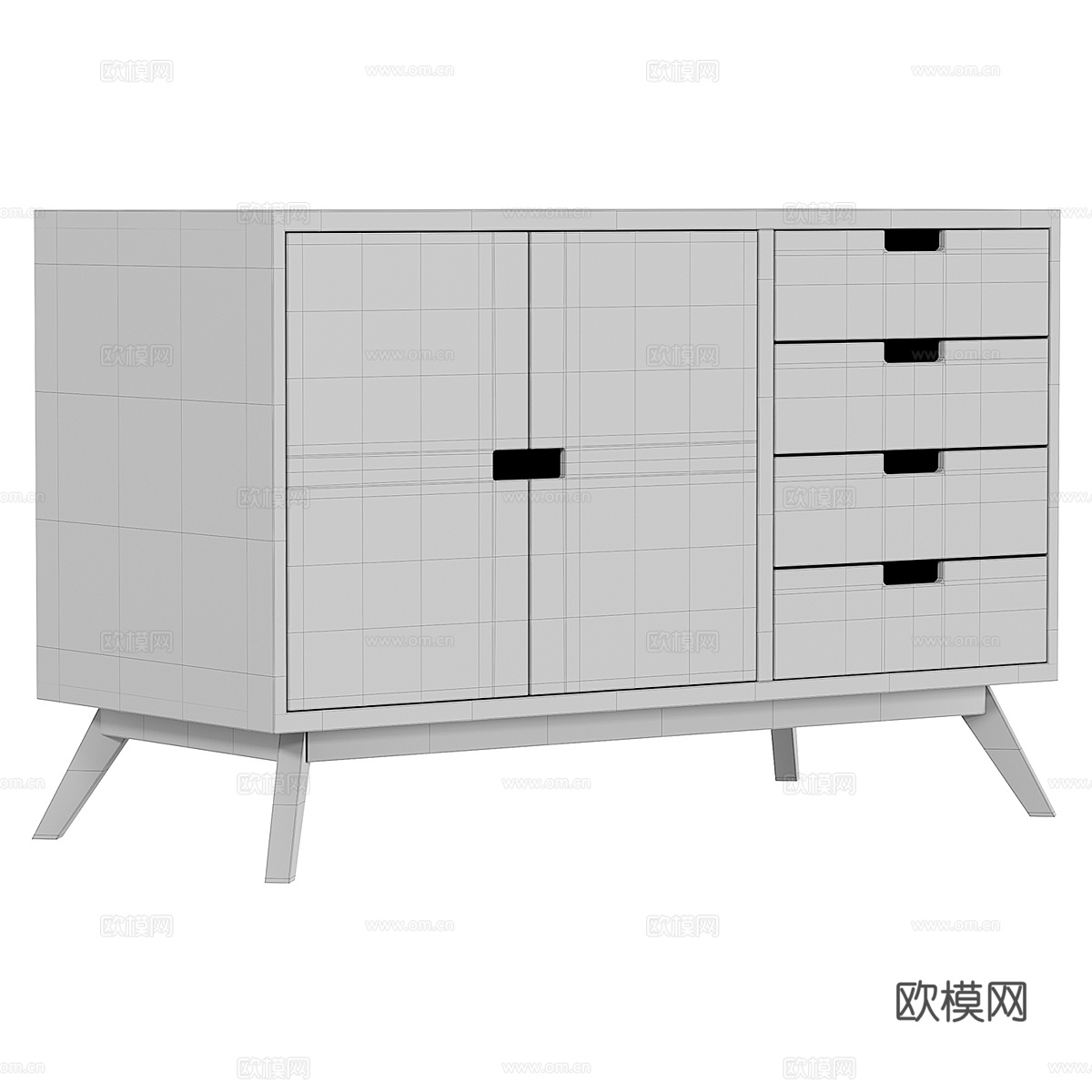 现代北欧五斗柜 边柜 矮柜3d模型下载（渲染图3）