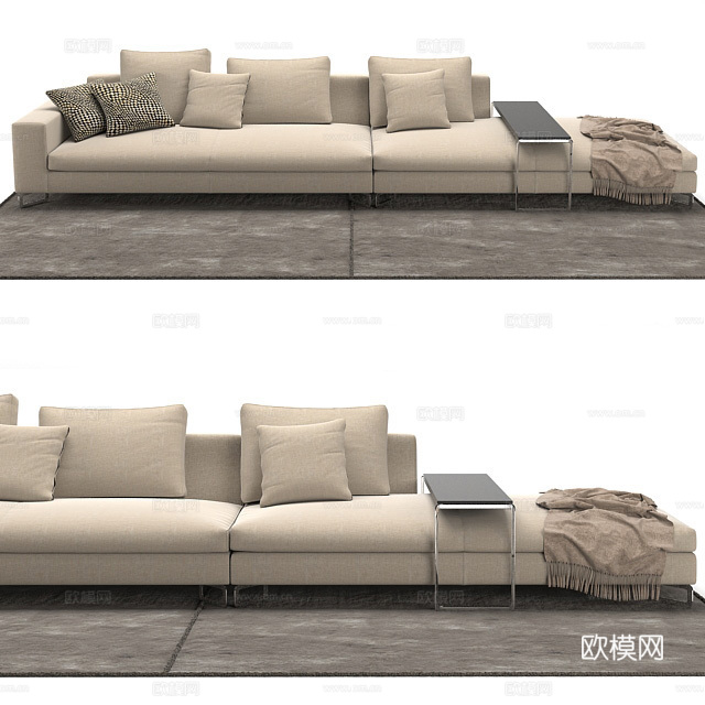 现代沙发 多人沙发 沙发 组合沙发3d模型下载