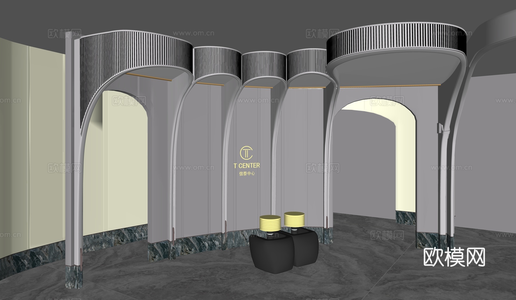 现代酒店办公大堂su模型