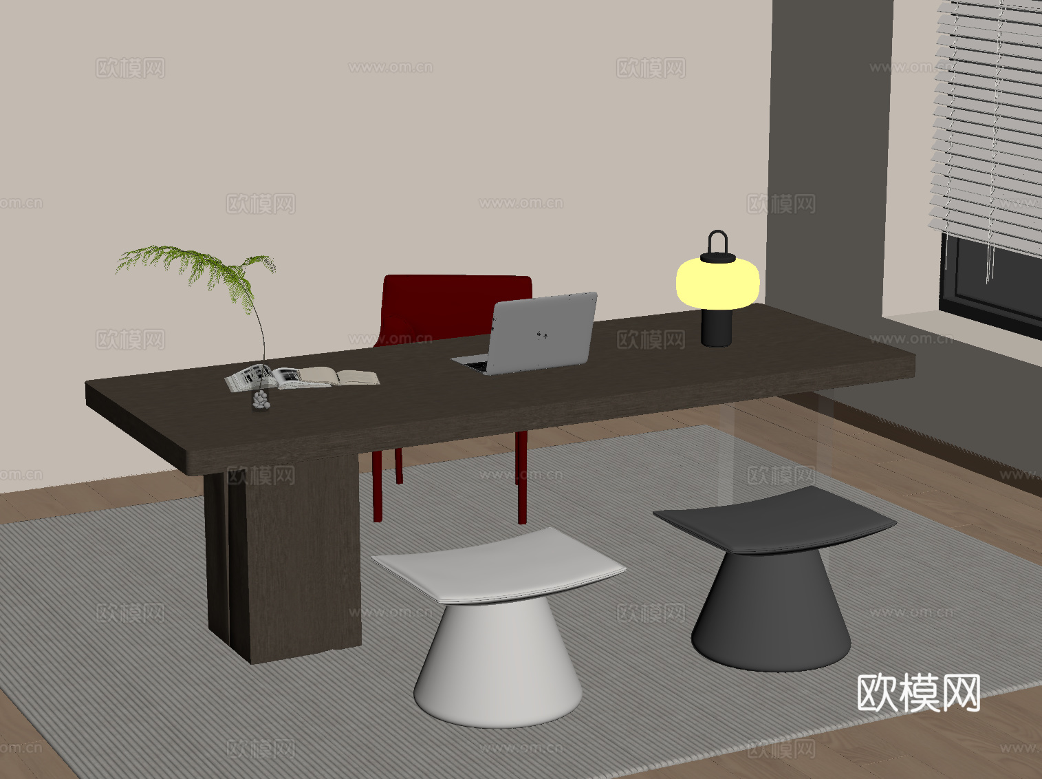 现代书桌椅 办公桌椅su模型