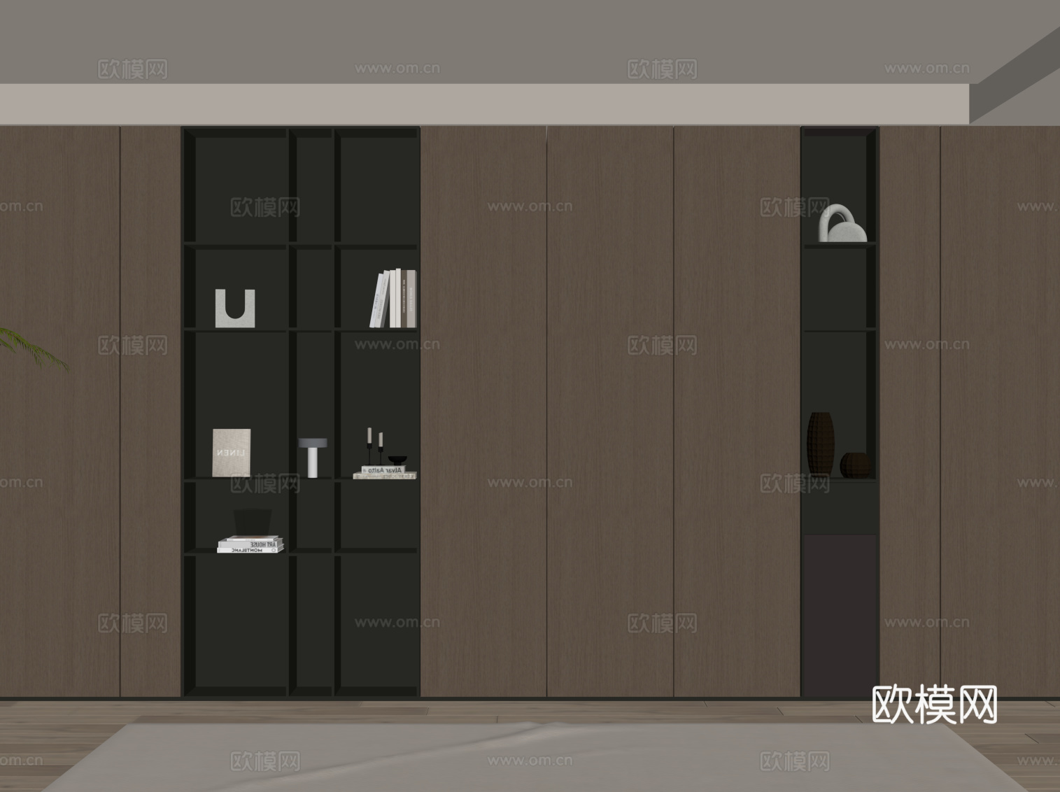 现代意式简约书柜su模型