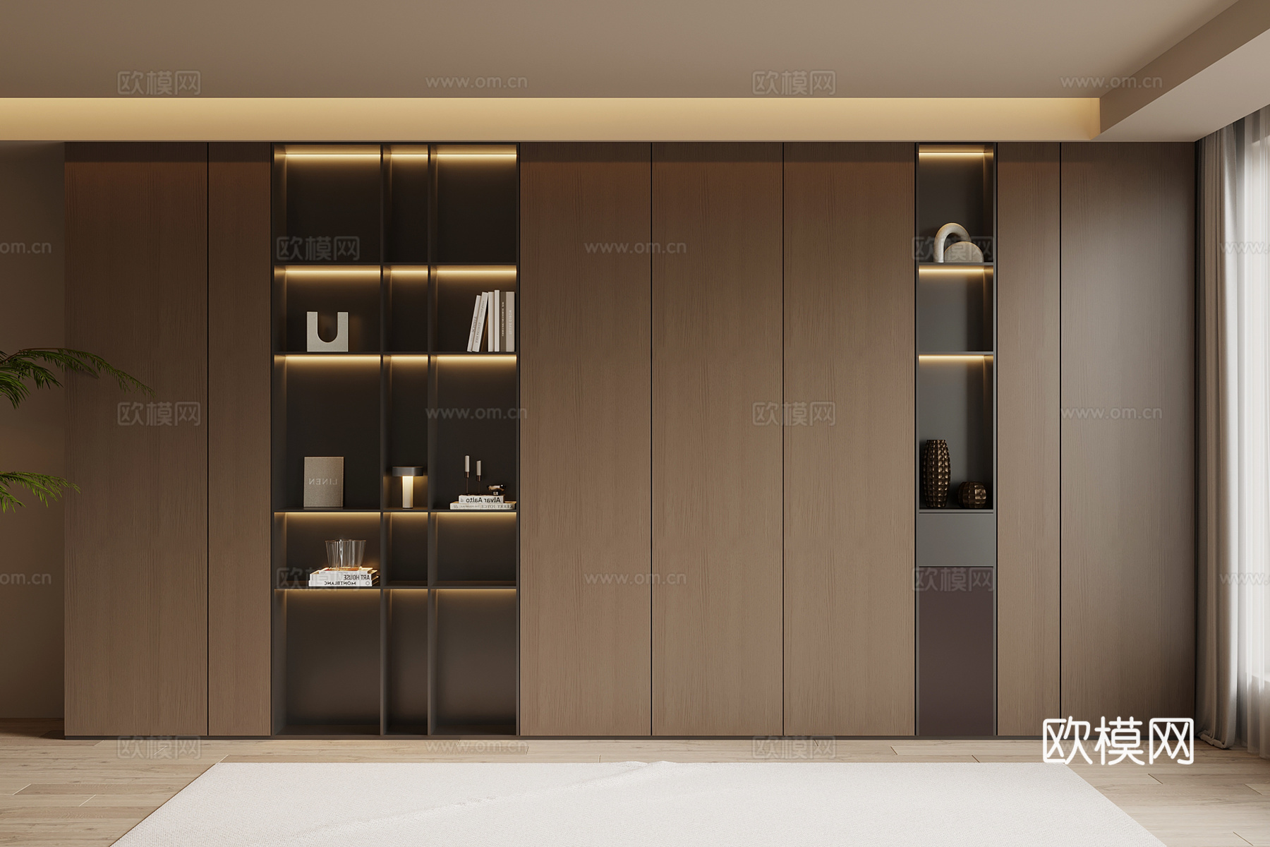 现代意式简约书柜su模型