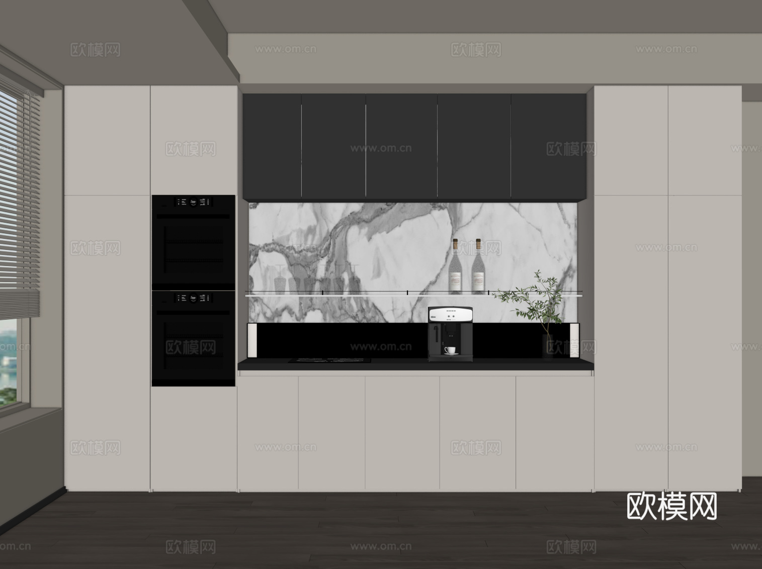 现代意式酒柜 餐边柜 备餐柜su模型