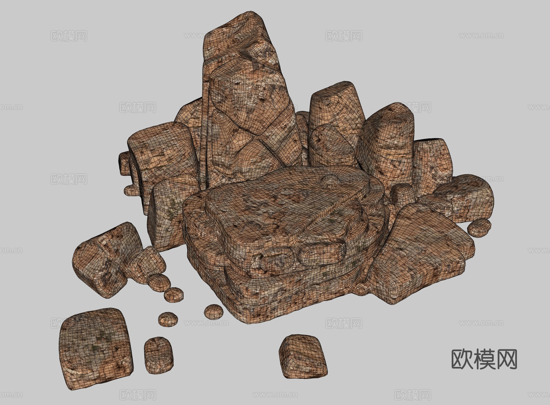 石头堆 石头 岩石 假山石头 岩石 景观石头su模型