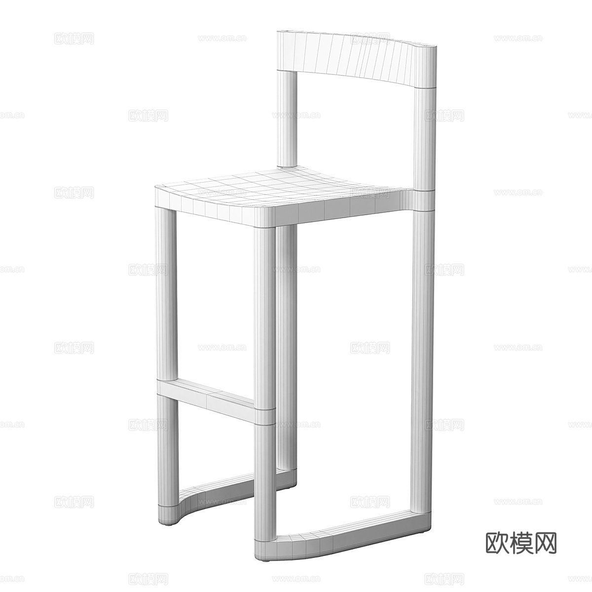 现代极简木质吧台椅3d模型下载（渲染图7）