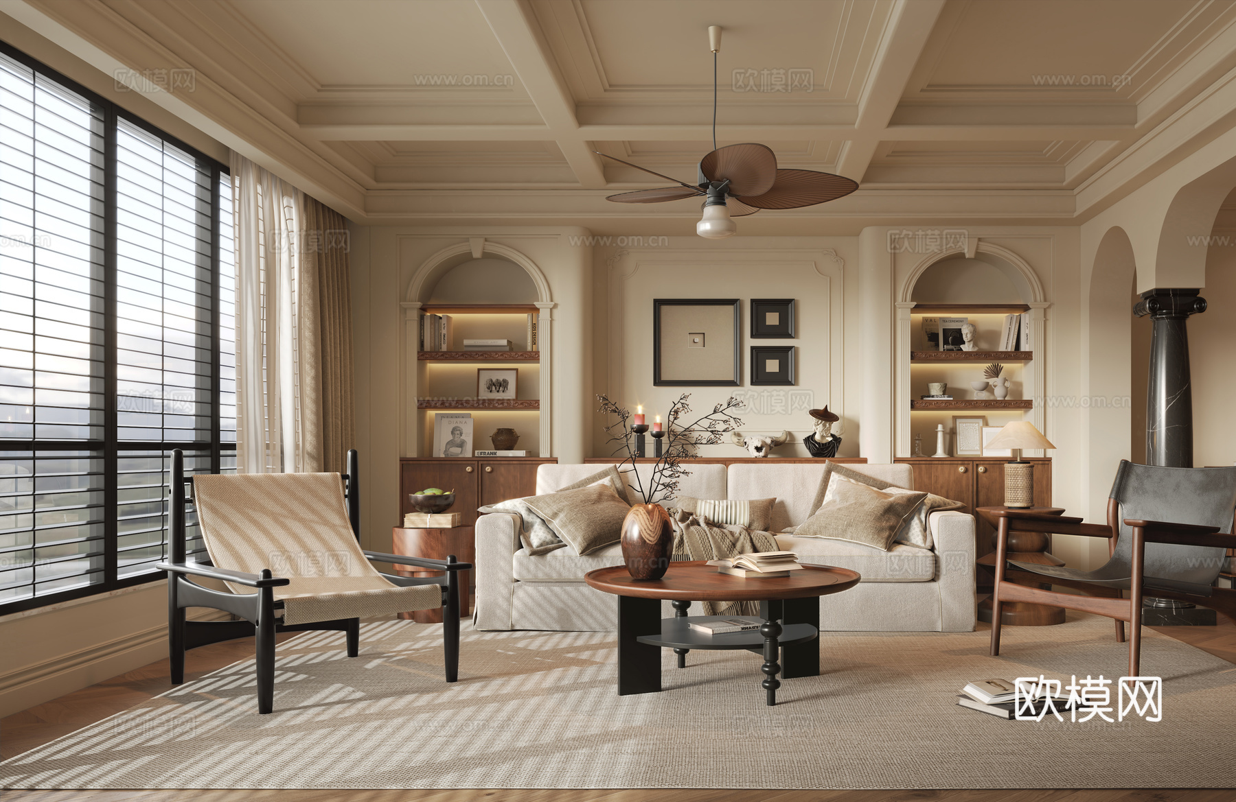 中古风客餐厅3d模型下载（渲染图3）