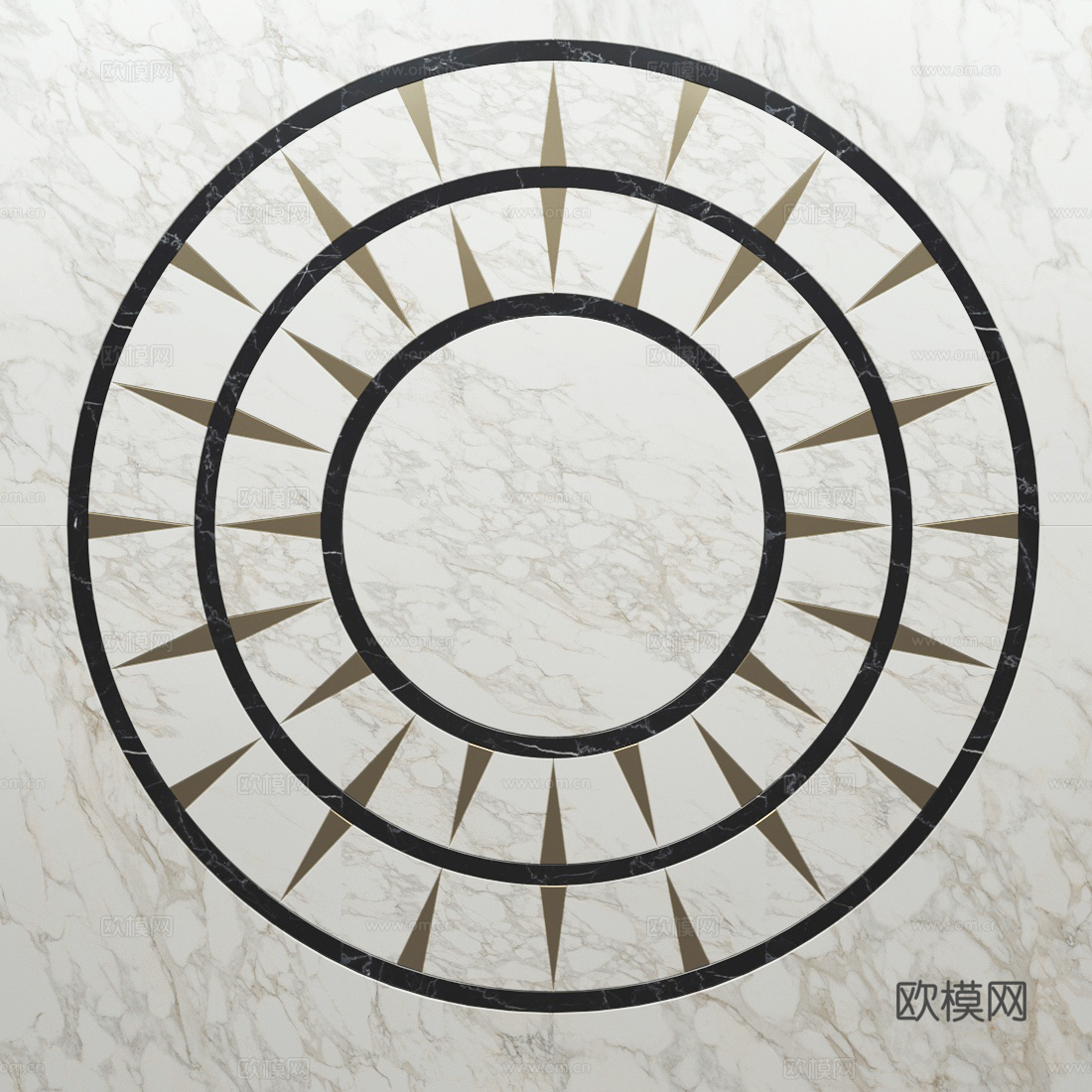 现代轻奢圆形拼花地砖3d模型下载（渲染图2）