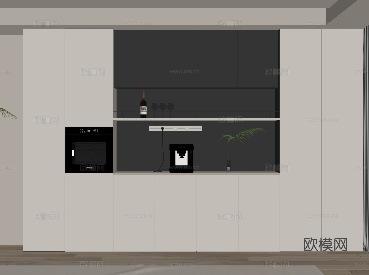 现代酒柜 餐边柜su模型